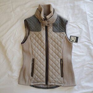 Elegant Zip-Up Quilted Riding Vest - Titanium Grey - size Small